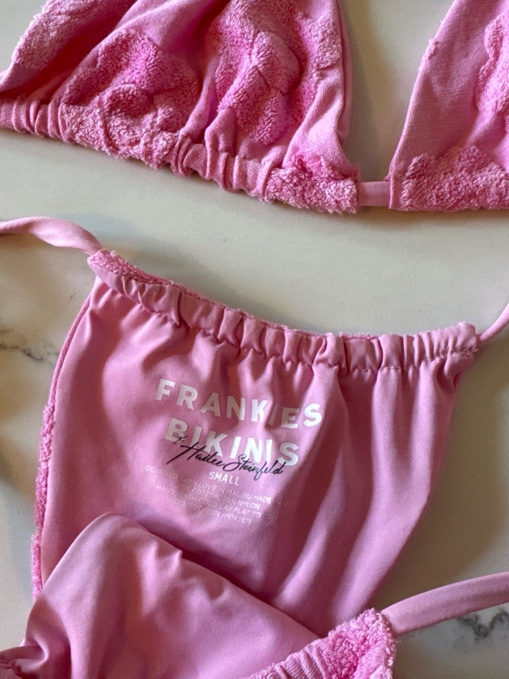Frankie’s bikinis Pink terry bikini set - Picture 2 of 4